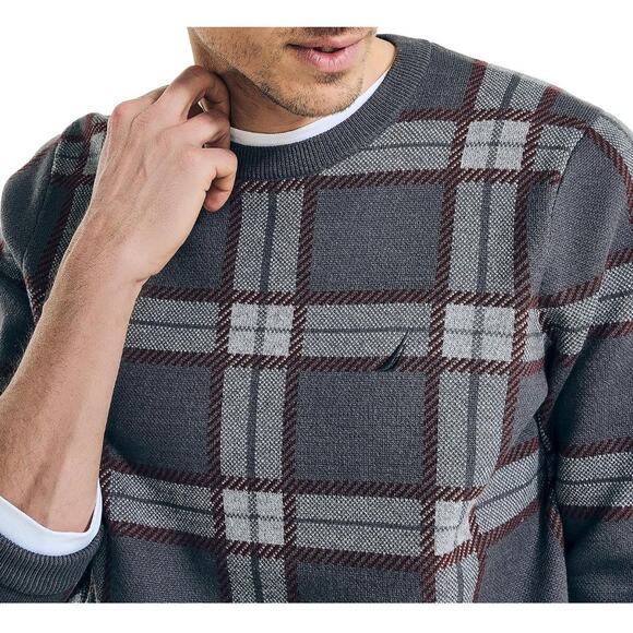 Nautica Men's Navtech Plaid Jacquard Crewneck Sweater, Size XXL - Picture 3 of 7